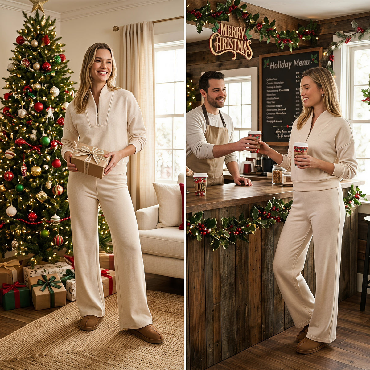 Structured Quarter-Zip Set